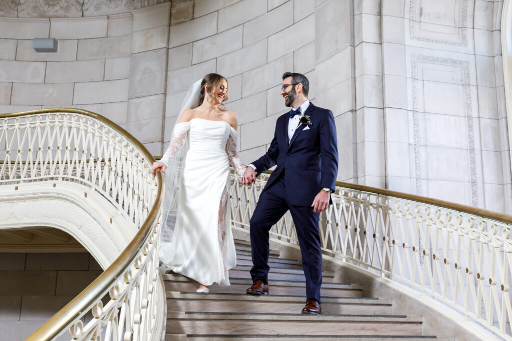 Hartford City Hall Hartford CT staircase wedding photography